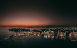 Aerial view of the beautiful calm sunset over the Manzanillo beach, Mexico