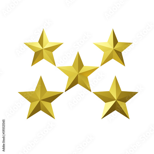 5 gold stars isolated on white