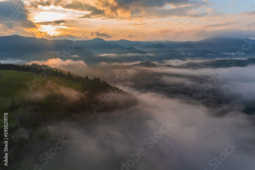 Landscape with fog in mountains © Ryzhkov Oleksandr