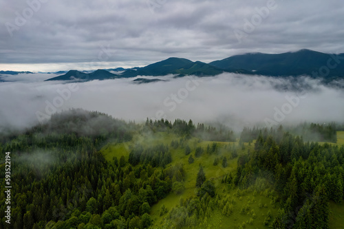 Landscape with fog in mountains