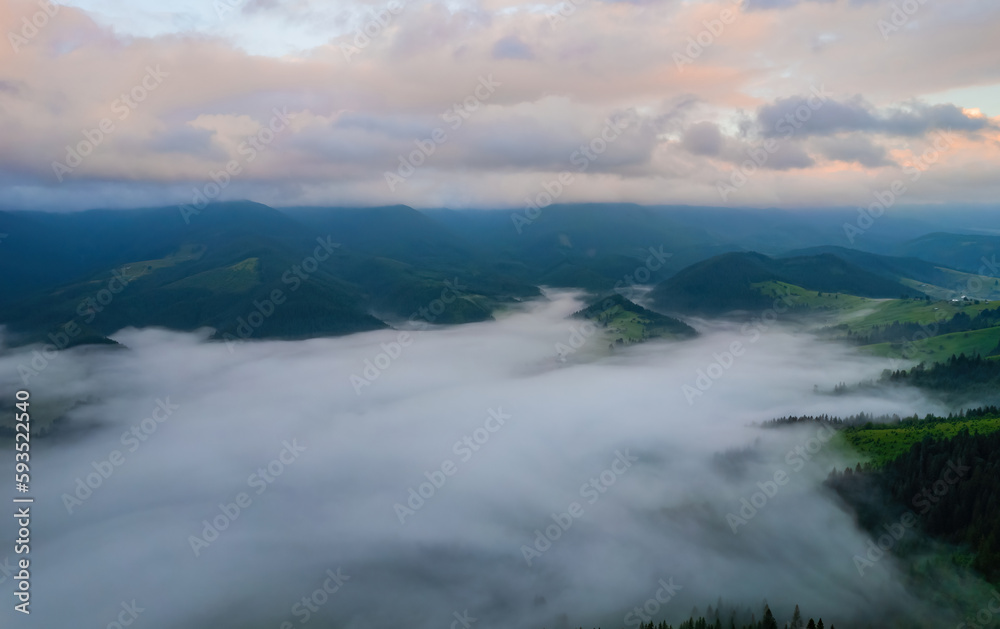 Obraz premium Landscape with fog in mountains