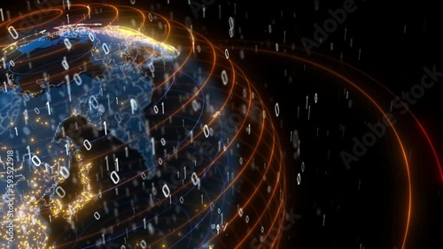 Beautiful looped render camera around digital earth futuristic technology