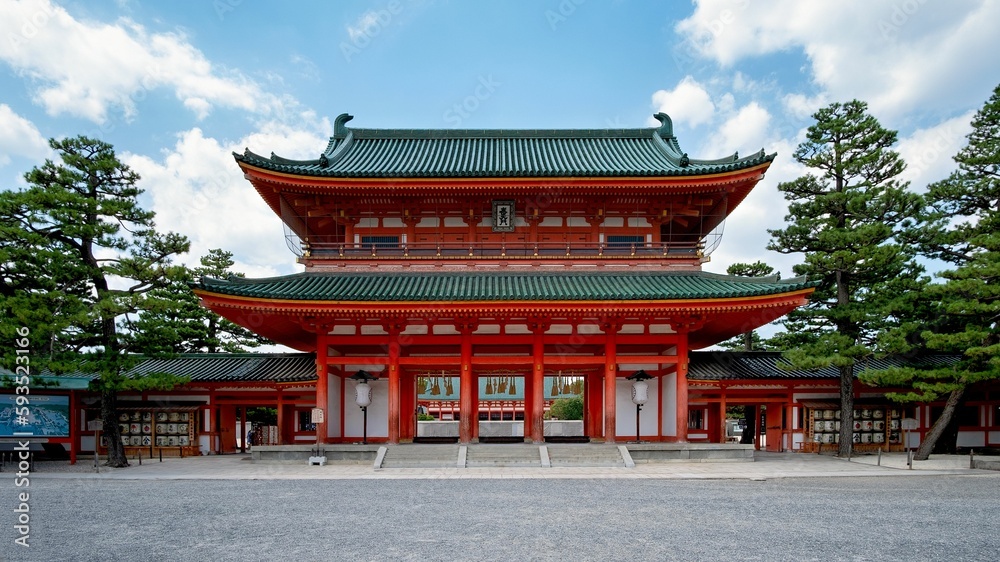 Aerial view of Asian temple in Kyoto Aerial view of Asian temple in Kyoto
