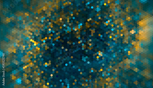 Blue and gold hexagons abstract celebration background. Vector file.