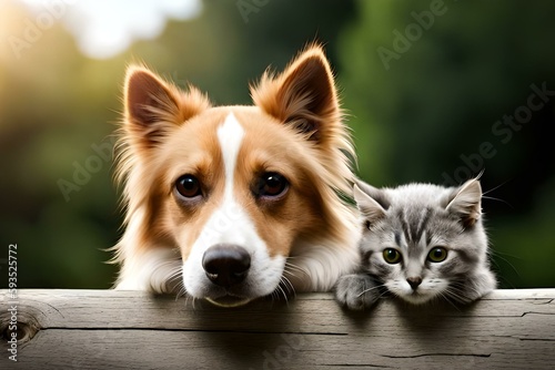 Dog and cat together, Generative AI