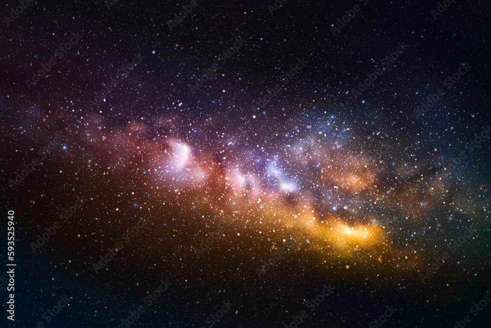 Milky Way, stars and nebula. Night starry sky. Space vector background