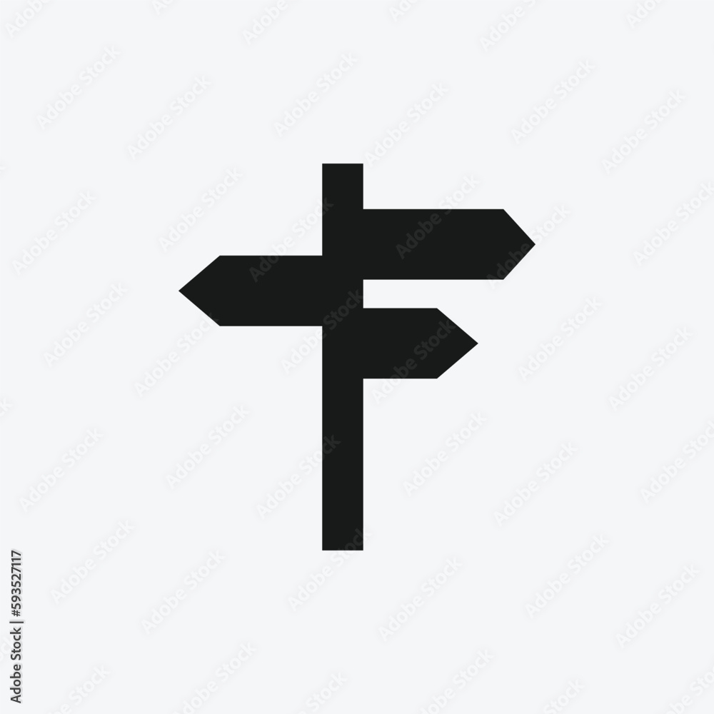 road direction sign vector isolated icon