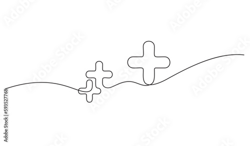 plus one line drawing in positive thinking and business growth vector illustration