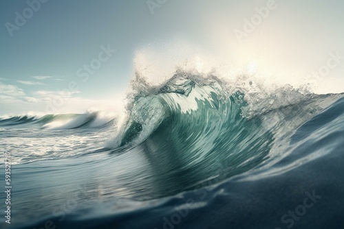 Fantastic elegant wave panorama background design illustration. Generative AI