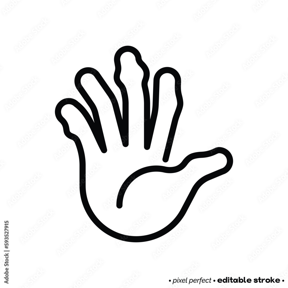 Obraz premium Arthritis in fingers thin line icon. Inflammation in joints. Osteoarthritis. Pixel perfect, editable stroke. Vector illustration.