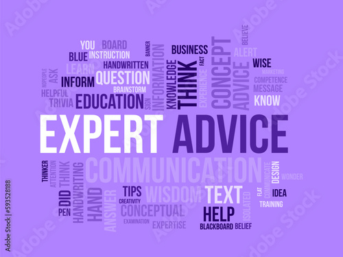 Word cloud background concept for Expert advice. Service support help with expert opinion guidance. vector illustration.