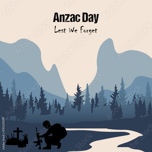 anzac day vector. lest we forget. suitable for card, banner or poster