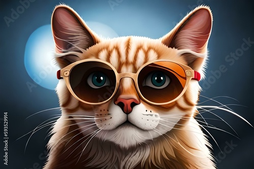 Portrait of funny cat wearing sunglasses, Generative AI © nali