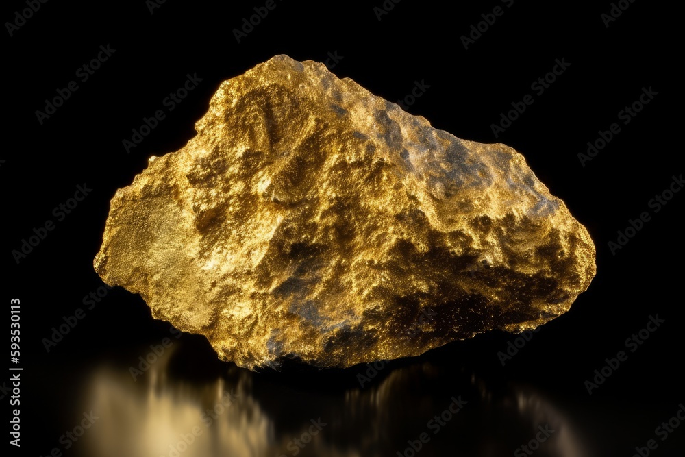 Captivating Closeup of Gold Nugget in Studio Photoshoot, Dark Background, Generative AI Captivating Closeup of Gold Nugget in Studio Photoshoot, Dark Background, Generative AI