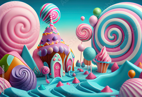 colorful candy land. Generative Ai