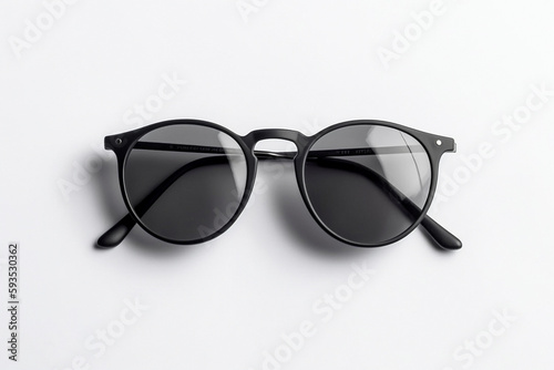 Pair of black sunglasses on a white background