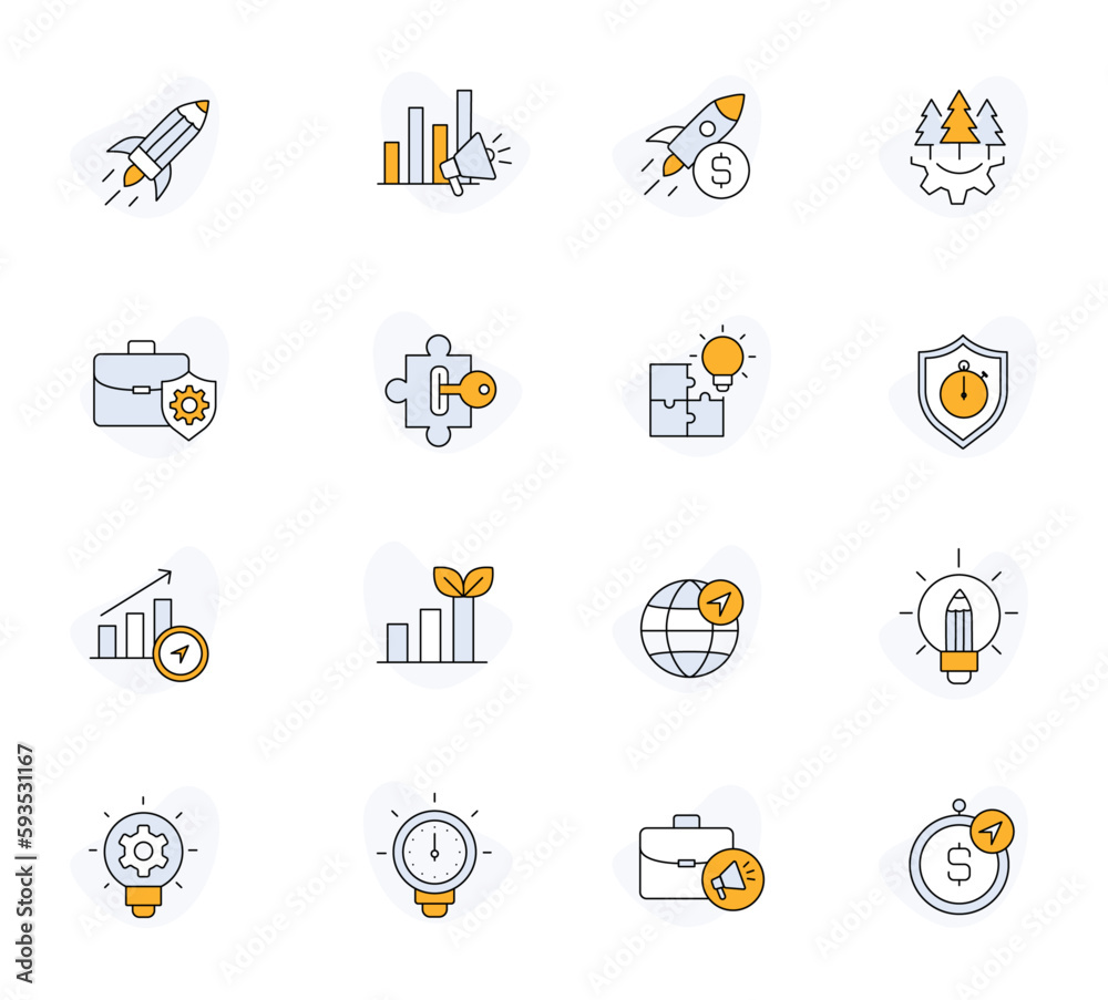Fototapeta premium Creative Business Icons. Pixel Perfect Vector Icons with Editable Stroke.