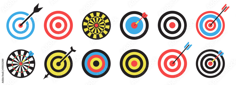 Target arrow icon collection. Set of targeting icon. Target success icons Target arrow icon collection. Set of targeting icon. Target success icons