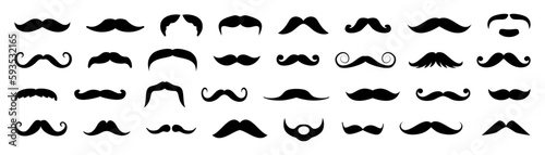 Mustache icon collection. Set of black man mustache icons