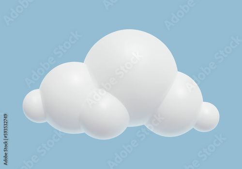 3d Plastic Cloud Icon Glossy cartoon design element Relistic three dimensional vector illustration.