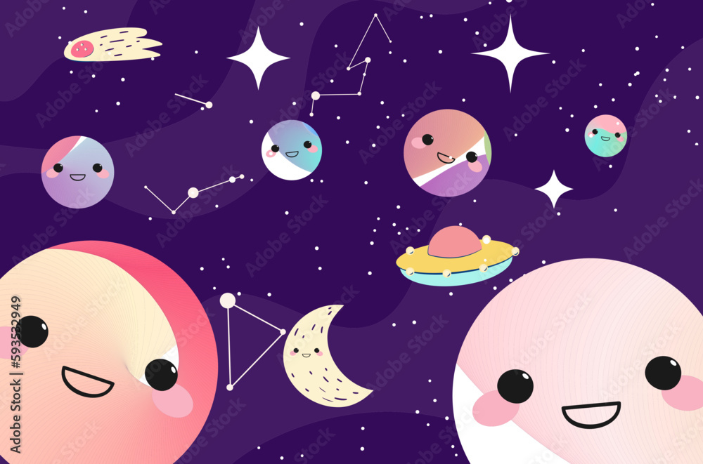 pattern with planets kawaii vector background pattern with planets kawaii vector background