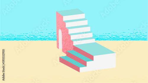 background with 3d stairs vector  template