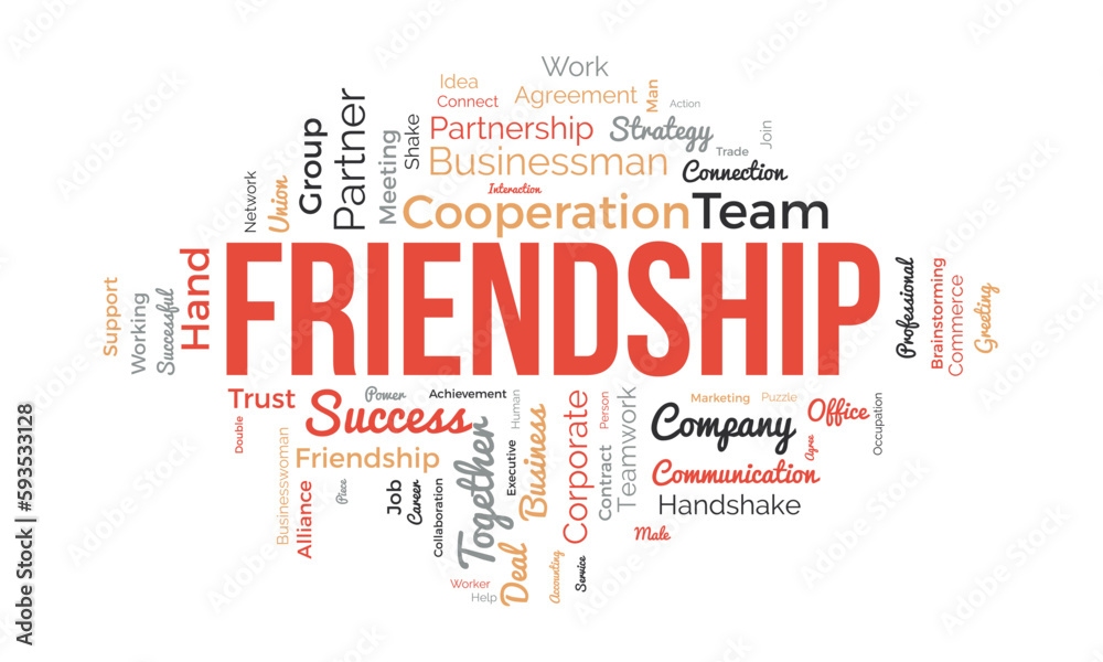 Fototapeta premium Word cloud background concept for Partnership. Business teamwork success, friendship strategy of company success. vector illustration.