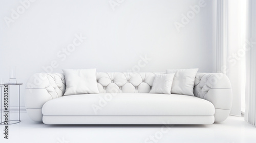 白い部屋に白いソファ Generative AI