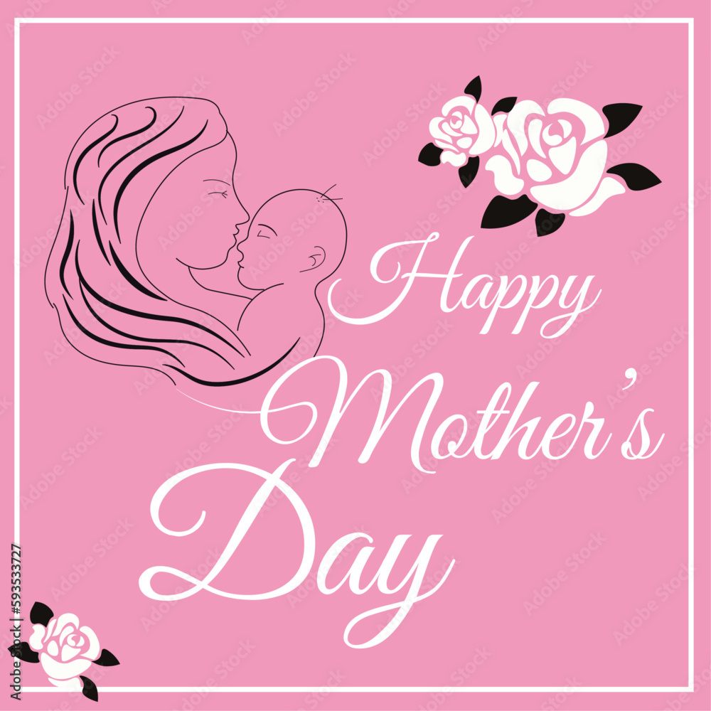 Happy Mother day card. social media post,mother's day greeting.mother and children silouette Happy Mother day card. social media post,mother's day greeting.mother and children silouette