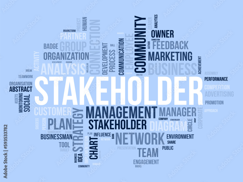 Word cloud background concept for stakeholder. employee diagram, business management strategy of company connection. vector illustration. Word cloud background concept for stakeholder. employee diagram, business management strategy of company connection. vector illustration.