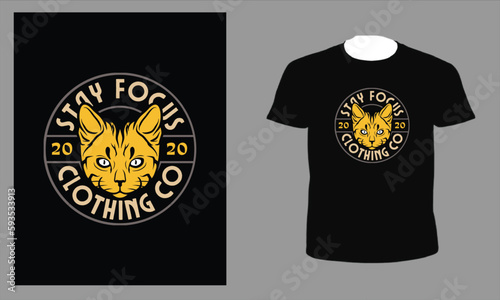 Cat Stay Focus T-shirt, Cat Tattoo Studio T-shirt, t-shirt and apparel trendy design, elegant and classic design source, vectors for T-shirts designs, graphics resource for t shirt, t shirt graphics 
