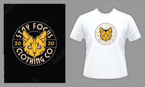 Cat Stay Focus T-shirt, Cat Tattoo Studio T-shirt, t-shirt and apparel trendy design, elegant and classic design source, vectors for T-shirts designs, graphics resource for t shirt, t shirt graphics 