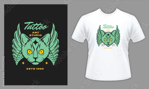 Cat Stay Focus T-shirt, Cat Tattoo Studio T-shirt, t-shirt and apparel trendy design, elegant and classic design source, vectors for T-shirts designs, graphics resource for t shirt, t shirt graphics 