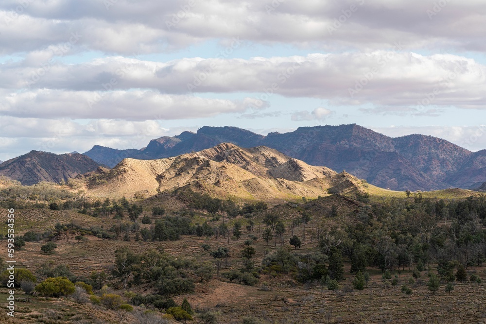 Landscape of mountains and trees under the cloudy sky. Landscape of mountains and trees under the cloudy sky.