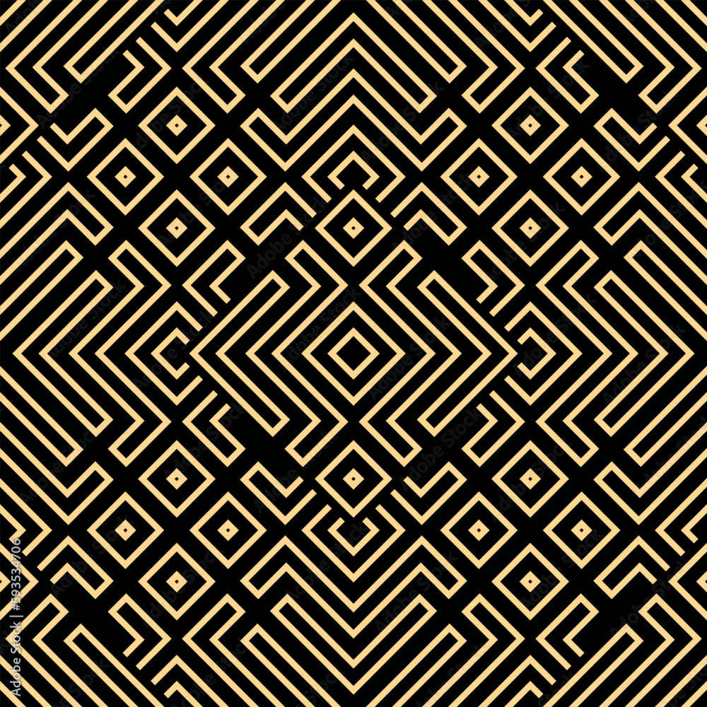 Abstract geometric pattern. A seamless vector background. Gold and black ornament. Graphic modern pattern. Simple lattice graphic design Abstract geometric pattern. A seamless vector background. Gold and black ornament. Graphic modern pattern. Simple lattice graphic design