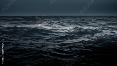 Seascape, A Dark Cinematic Landscape of Towering Waves. Gen AI