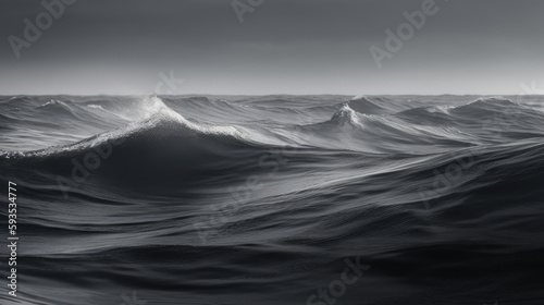 Seascape, A Dark Cinematic Landscape of Towering Waves. Gen AI