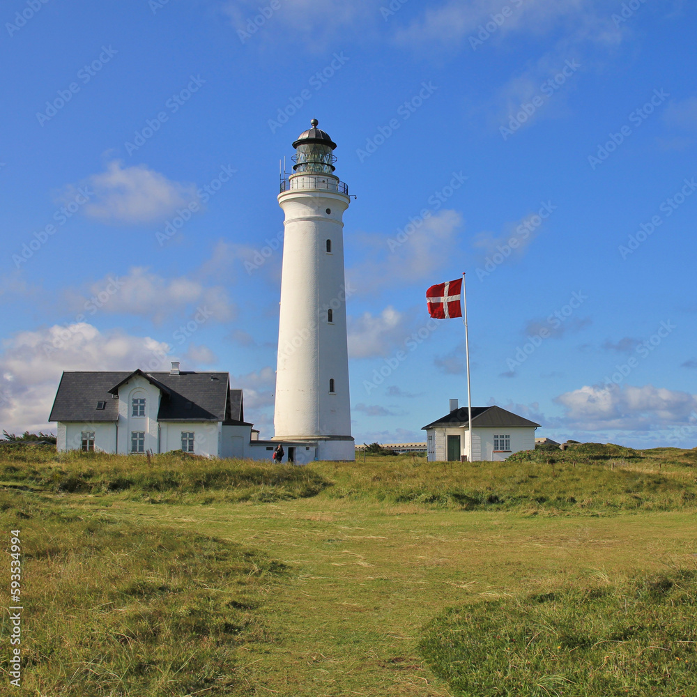 Beautiful old light house at the west coast of Denmark. Hirtshals.