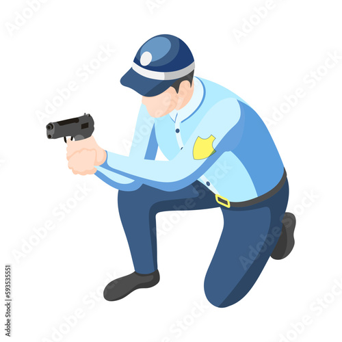 Policeman Isometric Illustration