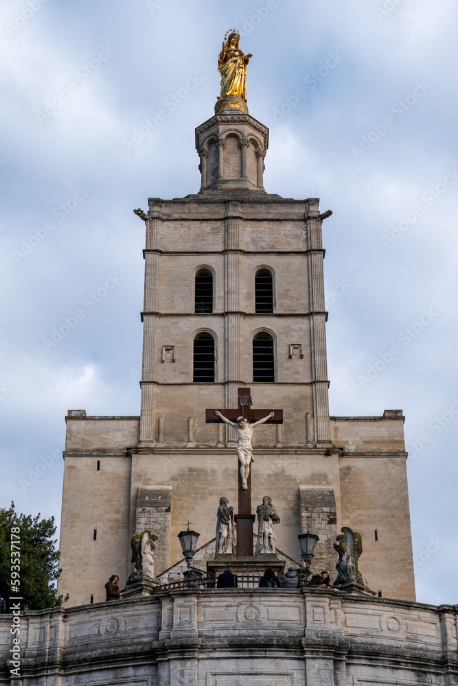 Avignon, Provence-Alpes-Côte d'Azur, France - December 9, 2022: Avignon Cathedral