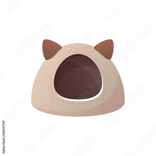 Kennel cat house. Cartoon illustration of a kitty bed isolated on a white background. Vector 10 EPS.