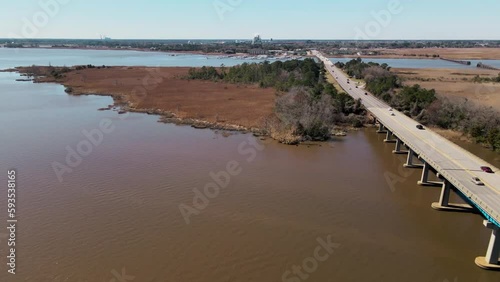 Wallpaper Mural Beautiful view of a road with cars on a bridge over lake Torontodigital.ca