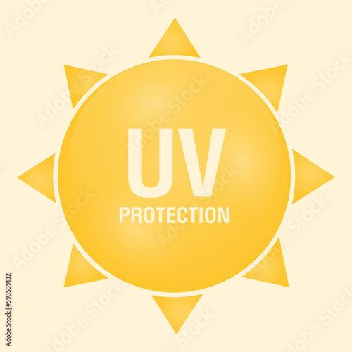 Sun protection futuristic glowing vector illustration on light background. Bubble shield from ultraviolet light. Solar protection screen from UV radiation