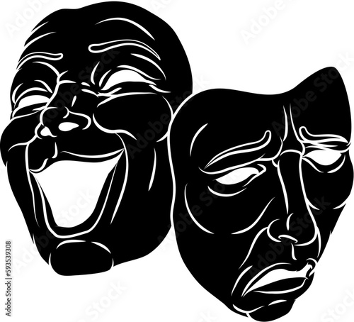 Theater or theatre drama comedy and tragedy masks illustration
