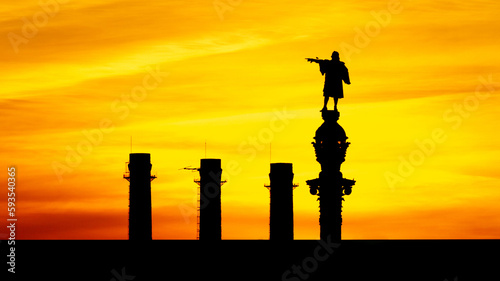 Christopher Columbus statue is one of the iconic images of Barcelona. Suitable for Columbus day