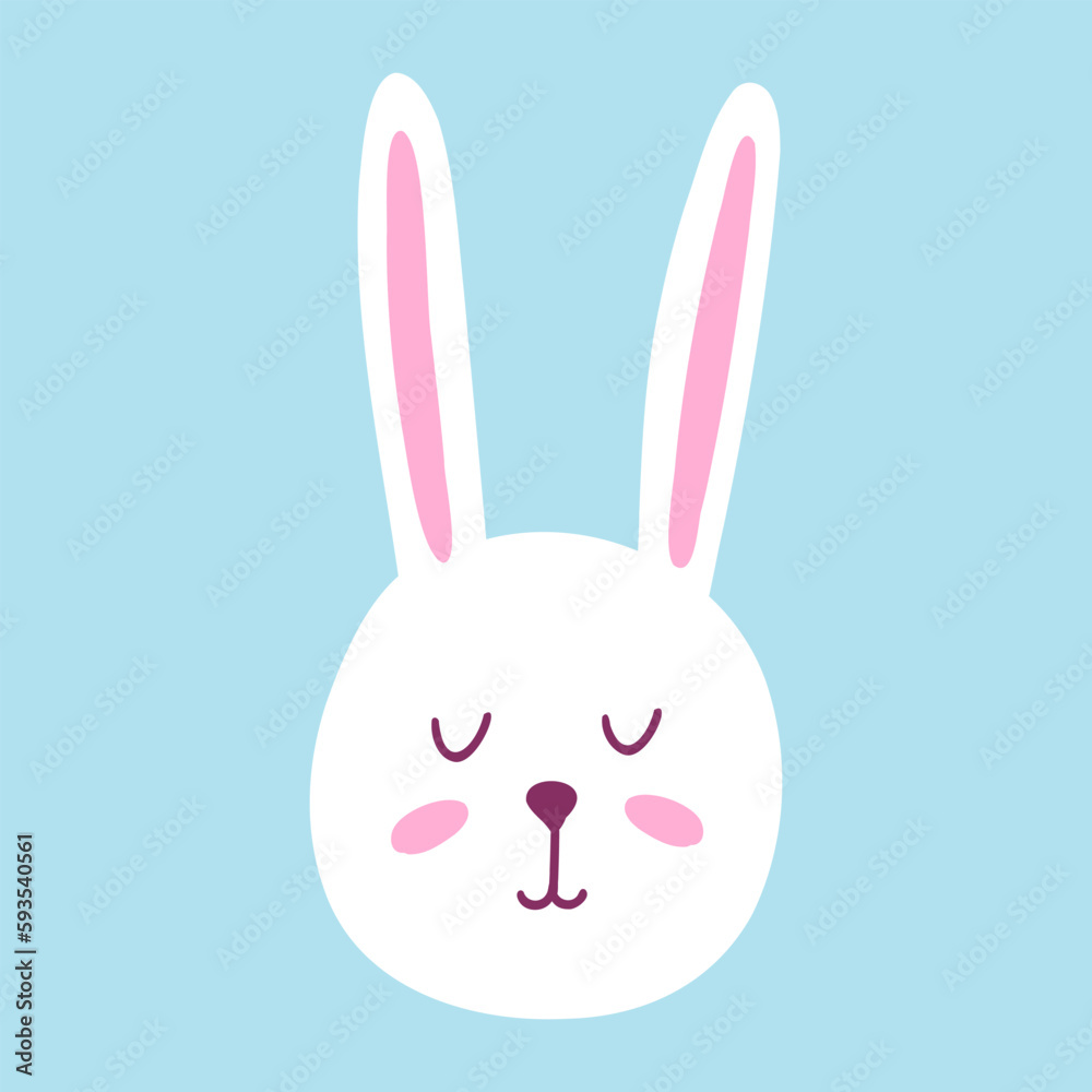Cute funny rabbit face. Hand drawn vector Easter bunny face for card, kids design, print, logo, textile Cute funny rabbit face. Hand drawn vector Easter bunny face for card, kids design, print, logo, textile