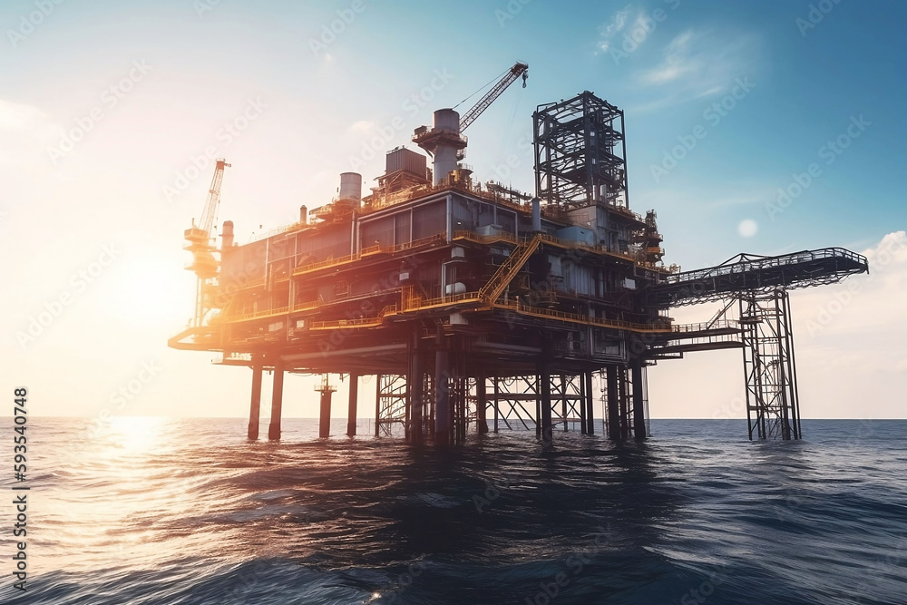Offshore Oil Industry Technology with Oil Rig