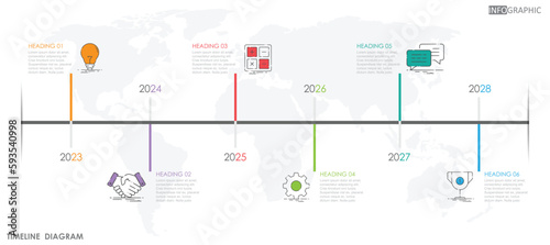 timeline diagram abstract element project week Infographic template for business. 6 step modern finance workflow Timeline diagram with presentation vector timeline roadmap infographic.	