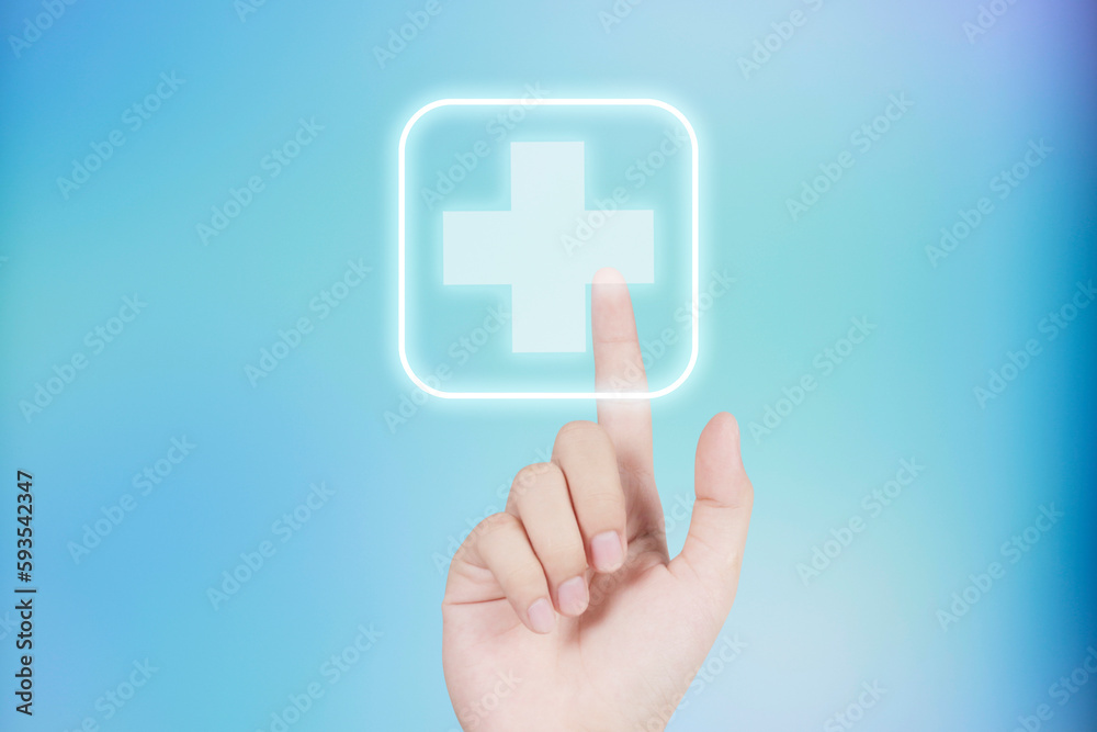 Pushing application plus simbol. Profit,health insurance, growth concepts. Pushing application plus simbol. Profit,health insurance, growth concepts.