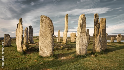 Beautiful shot of the historic Callanish Standing Stones on the Isle of Lewis, Scotland, UK
